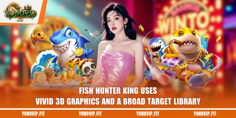 Fish Hunter King uses vivid 3D graphics and a broad target library