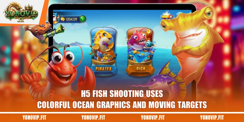 H5 fish shooting uses colorful ocean graphics and moving targets